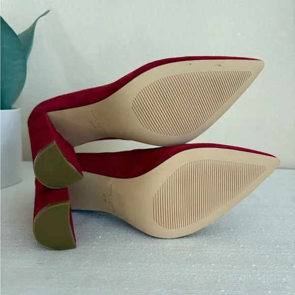 Marc Fisher LTD Abilene Red Suede Pointed Toe Block Heeled Pumps Women’s 8.5M - Picture 10 of 10